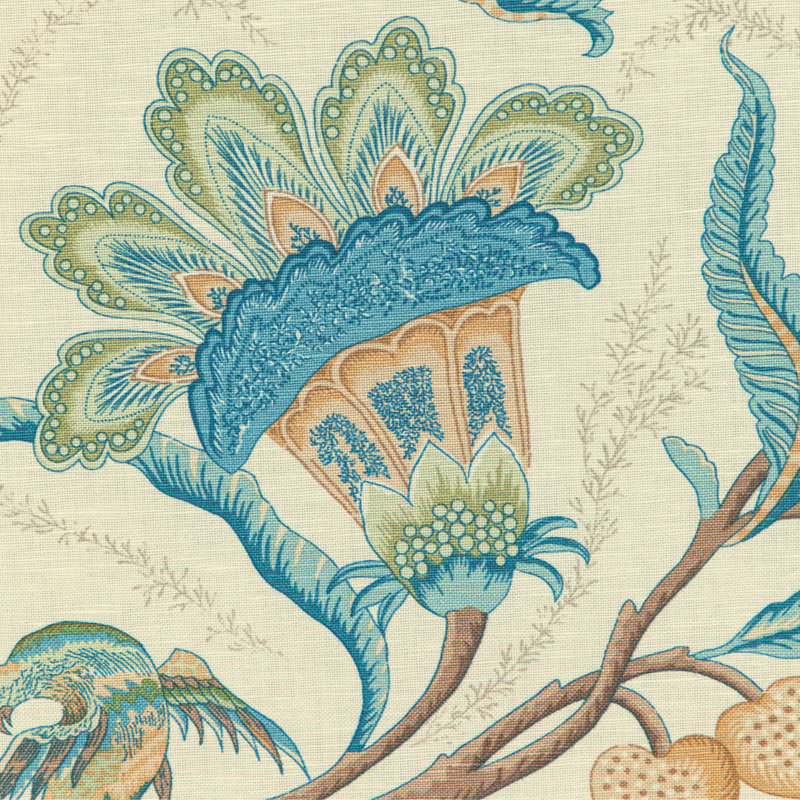 Louverne Print Fabric, Aqua