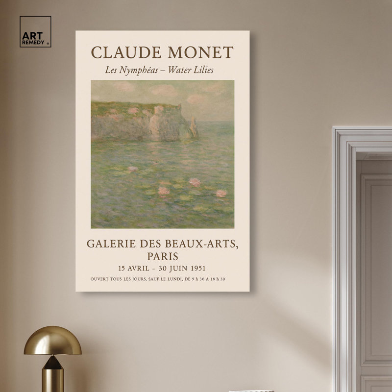 «Water Lilies», affiche d'art rétro sur toile par Art Remedy, H 36 po x l 24 po, Toile tendue avec châssis