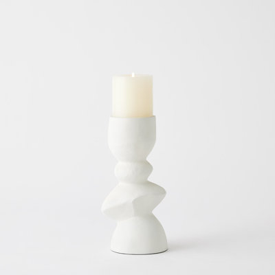 Pradier Candle Holder-White-Med
