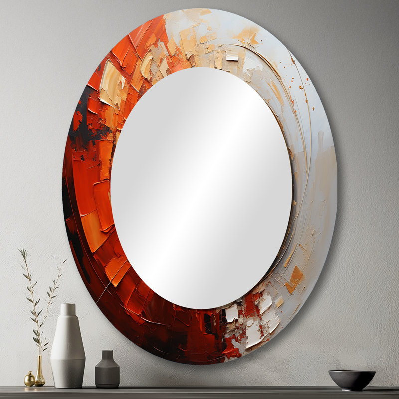 Energetic Spiralscape I - Abstract Oval Decorative Mirror On Metal, 43" x 33"