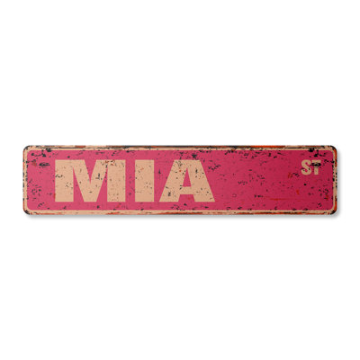 Mia Street Sign Aluminum 4" X 18"