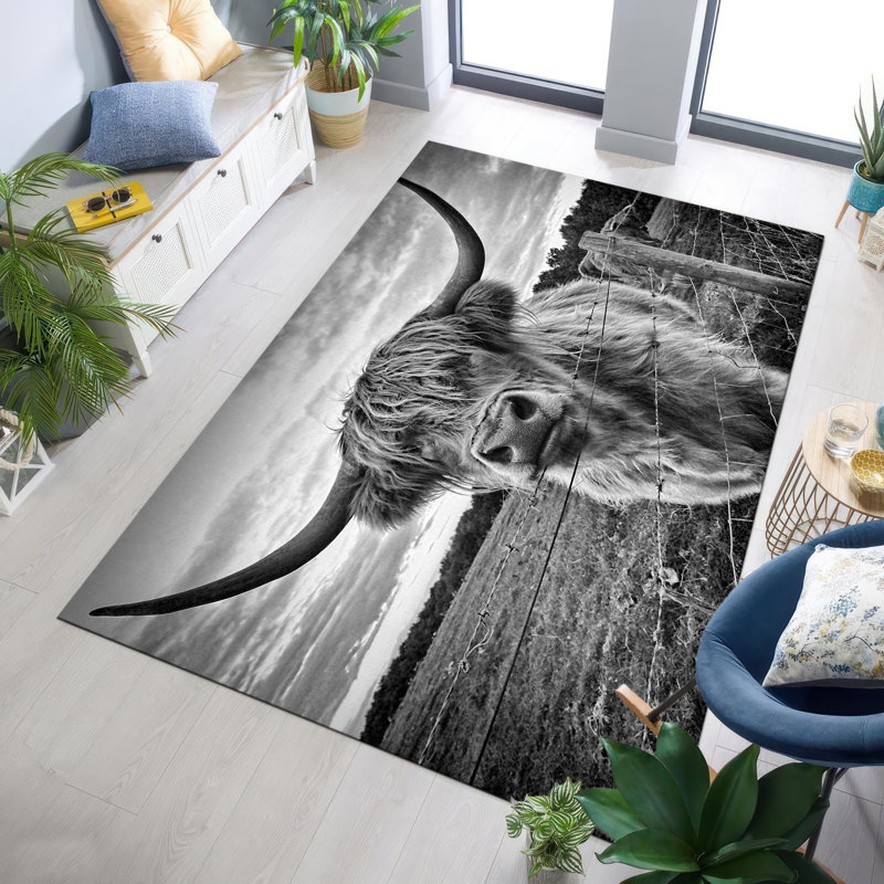 Floral Elegance Non-Woven Thin Type Printed Rug Bringing Sophistication to Your Living Space, Rectangle 5'11" x 9'2"