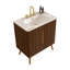 Meuble-lavabo moderne en noyer rayé avec lavabo en céramique intégré