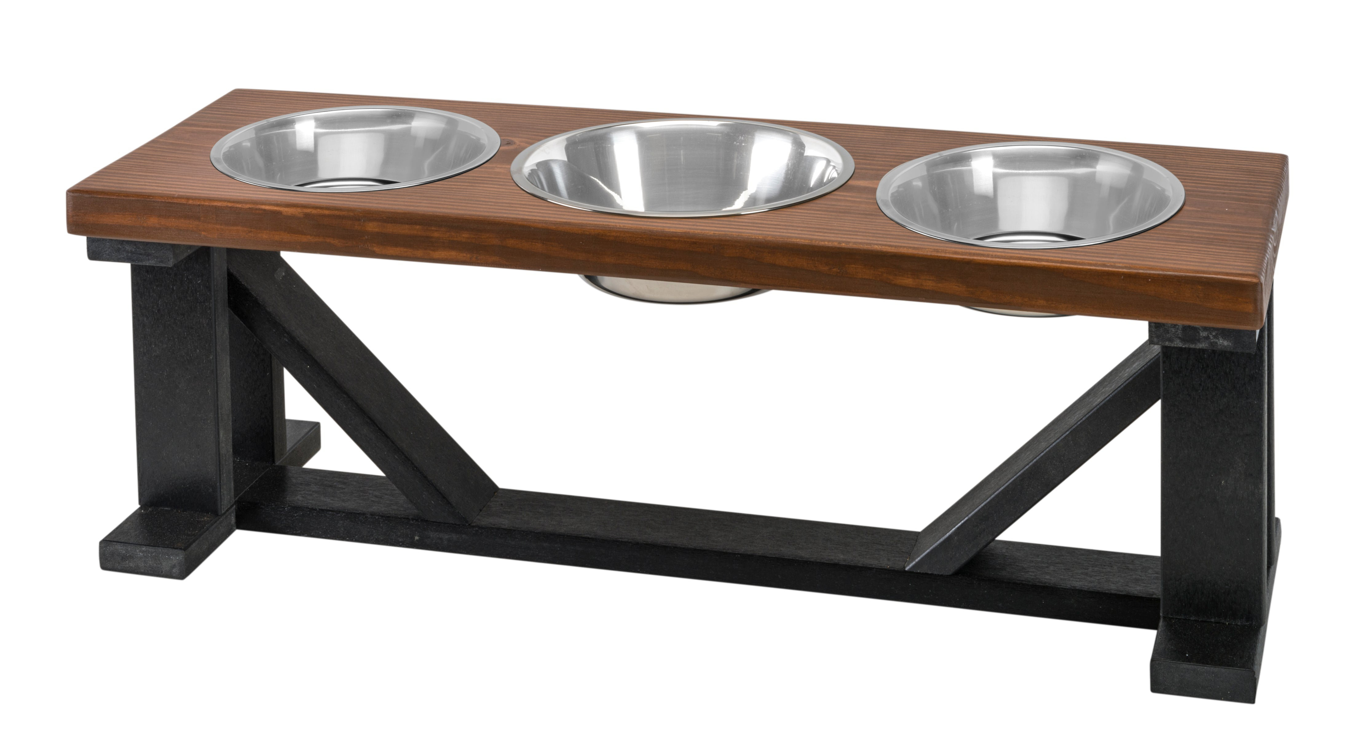 Bearwood Essentials 3 Bowl Farmhouse Style Pet Elevated Feeder 16 inches