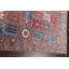 Tapis rouge / bleu en laine noué à la main de conception unique 5 pi 11 po x 9 pi 1 po New Age