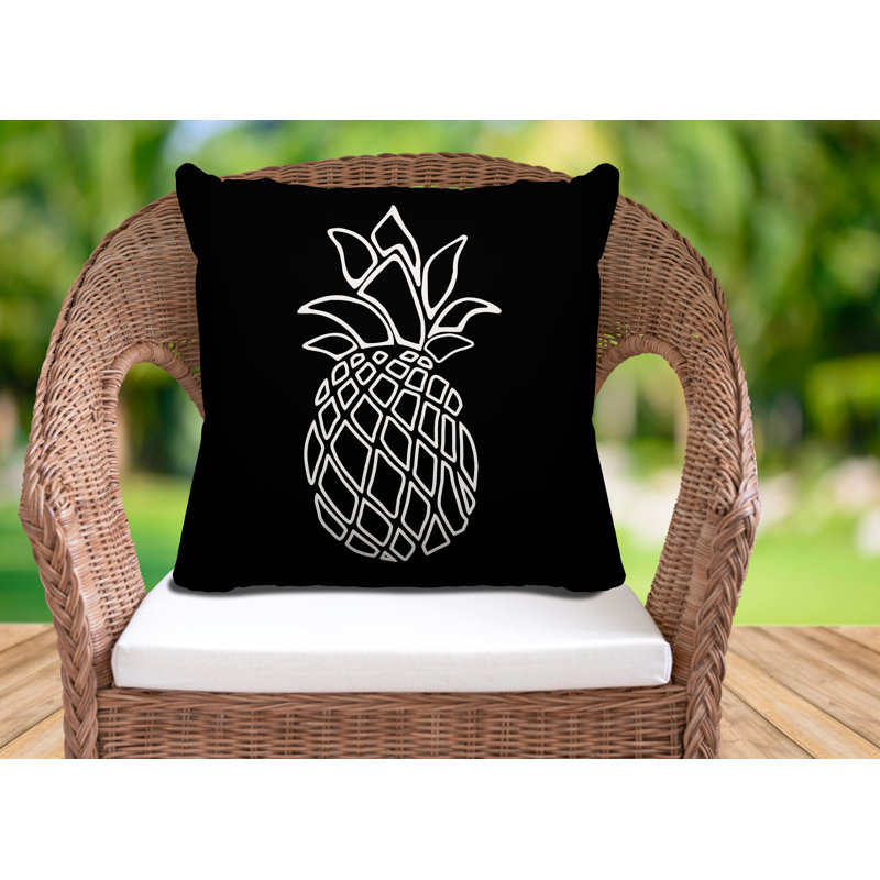 Housse de coussin d'extérieur carré Calico, H 15 po x l 15 po, Noir