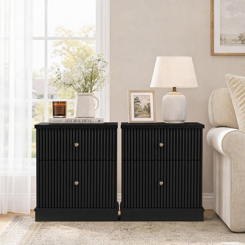 57.7 cm W Bedside Table, Black