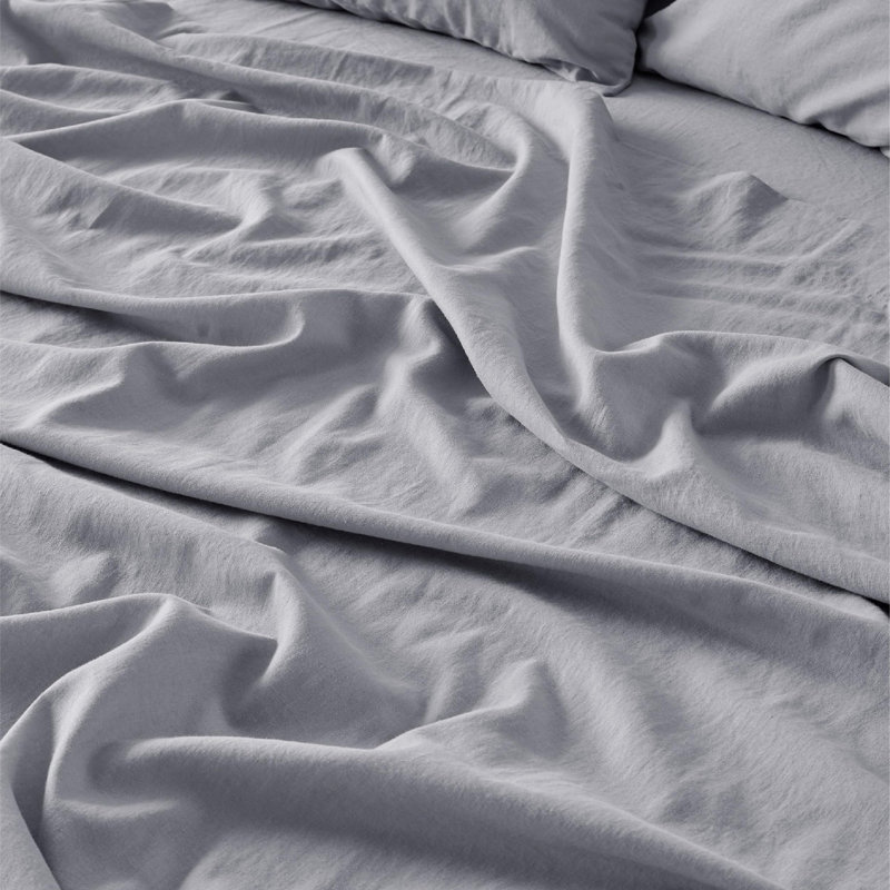 Draps en mélange de coton et lin Essential Essentials pour toutes les saisons, Gris clair