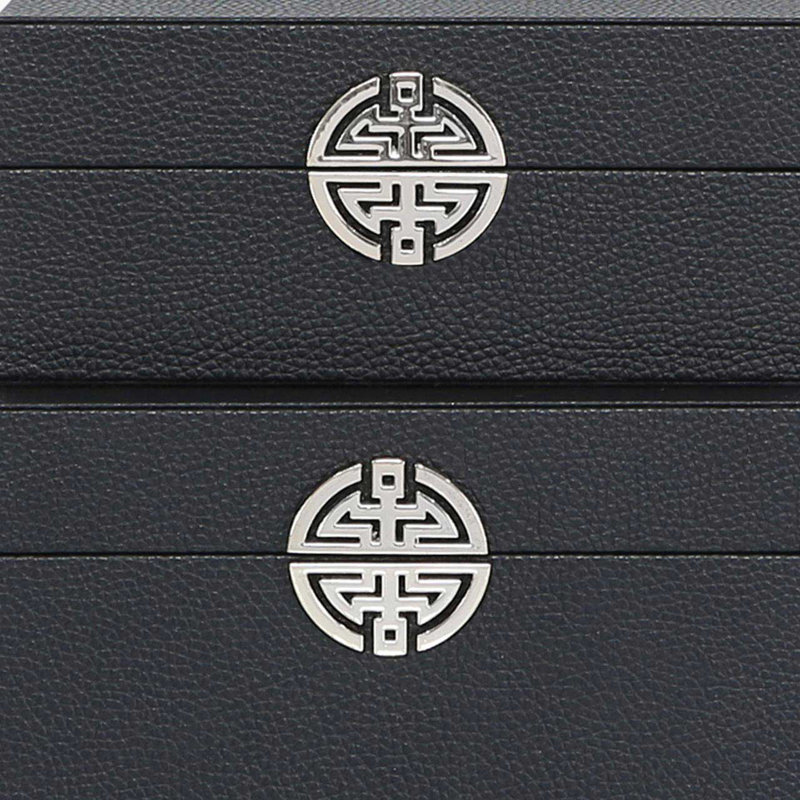 Faux Leather Jewelry Boxes, Modern Design Decoration Storage Boxes Set, Black