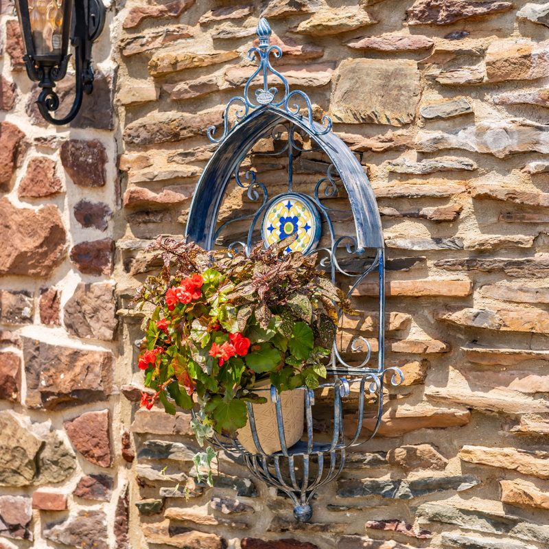 Piazza Iron & Mosaic Hanging Wall Planter