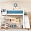 Lit mezzanine double bleu et blanc avec tablettes de rangement, glissière amovible, processus d'assemblage facile, pour l'organisation de la chambre à coucher, bois de pin amovible intégré, conception-1413758080-1413758092
