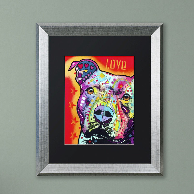 « consciencieux pitbull », reproduction d’impression sur toile, H 20 po x l 16 po x P 0,5 po, Cadre argenté, Noir