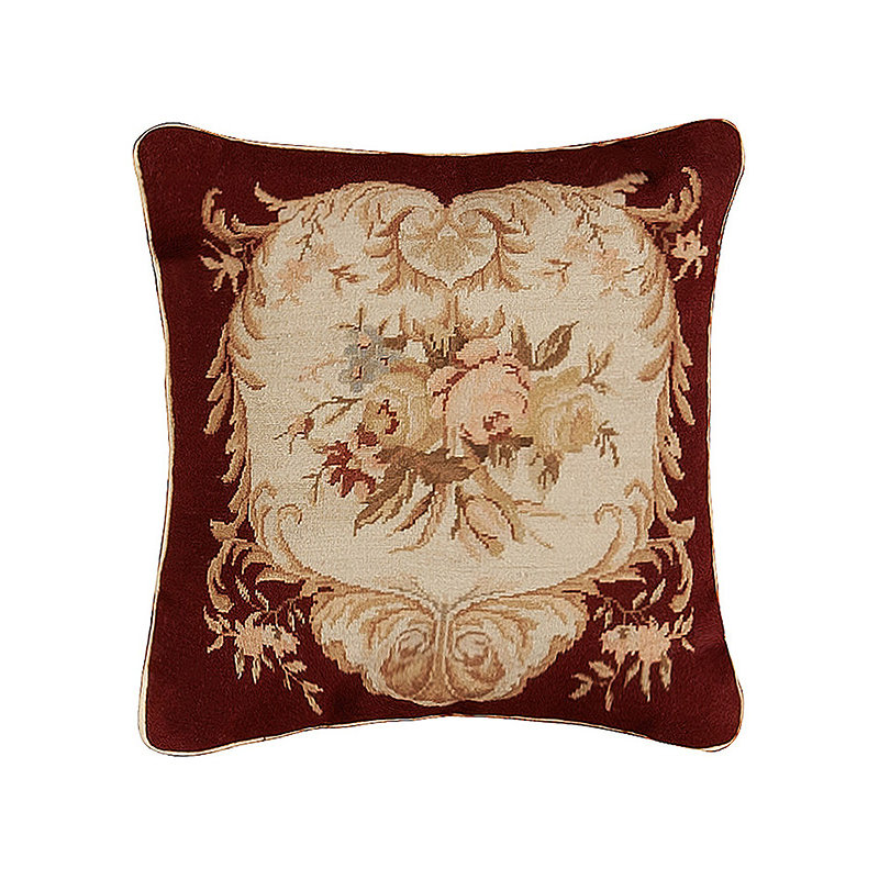 Needlepoint Square Pillow Cover & Insert, 18" H x 18" W