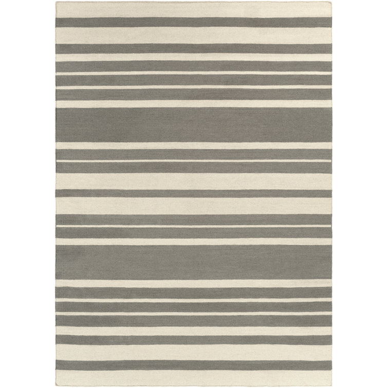 Tapis gris / crème en laine tissé à la main Ruggirello