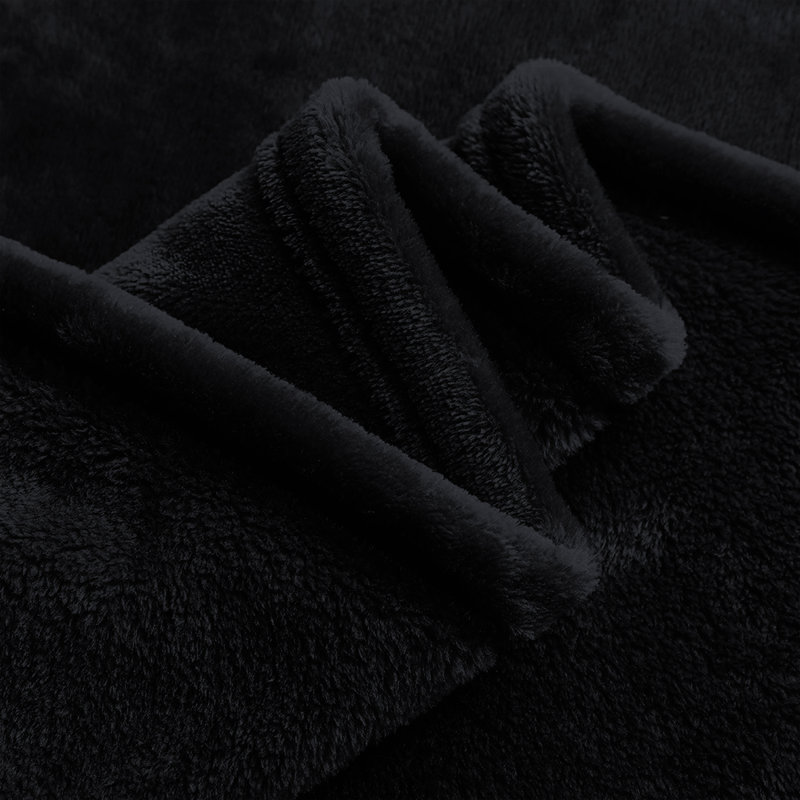 Faux Fur Reversible Fleece Throw Blanket – Soft & Cozy, Double (4'6), Black