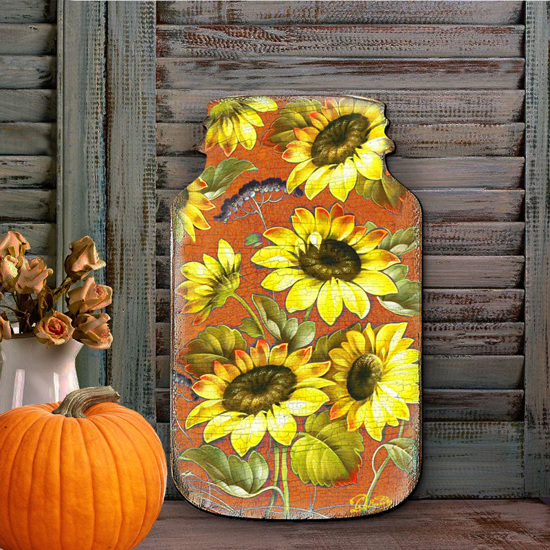 Cintre de porte en bois mason pot tournesol