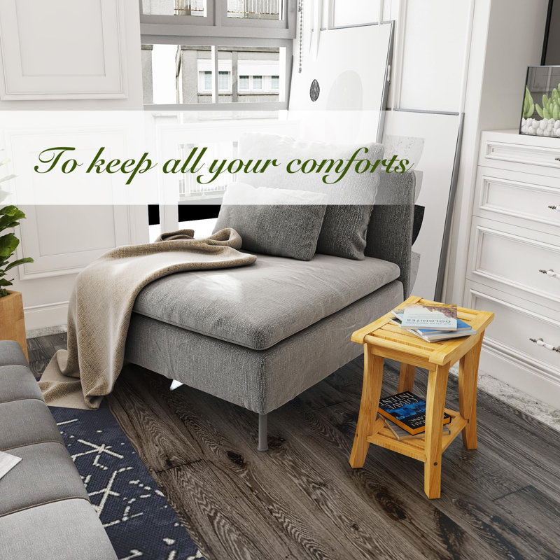 Natural Bamboo Spa Shower Bench with Storage Shelf