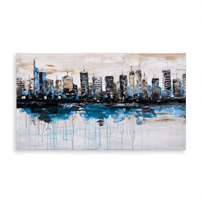 Abstract City Blue Tablecloth - Indoor/Outdoor Home Decor