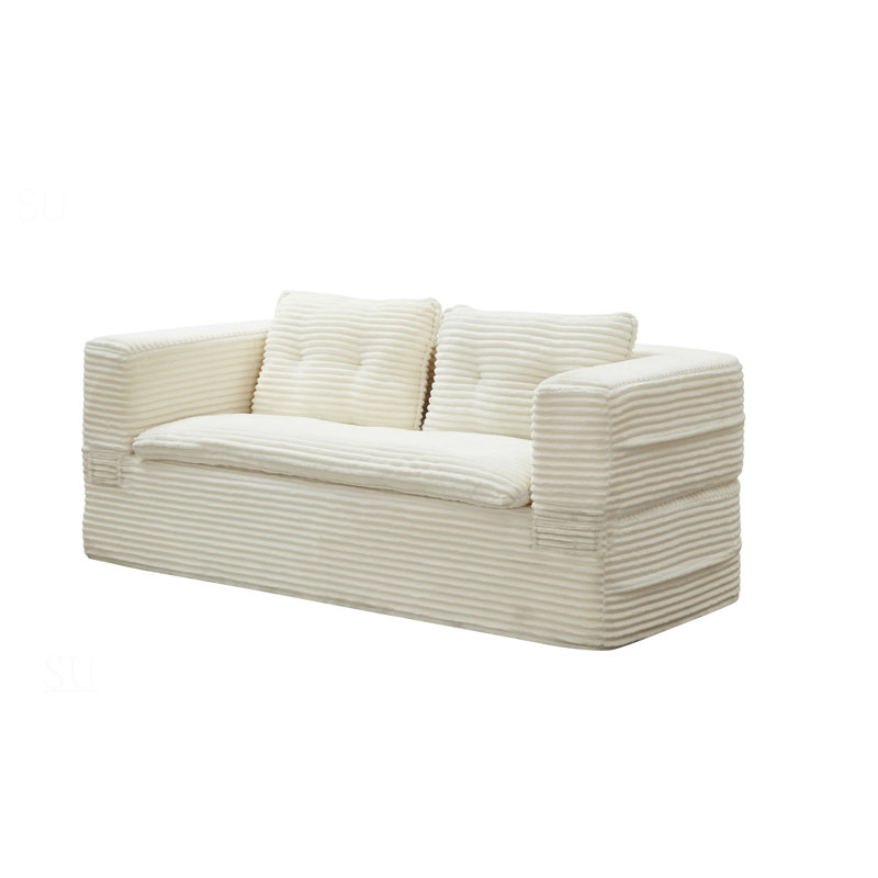 Multi Functional Sectional Sofa Bed With Independent Chaise Lounge And Convertible Blanket, Plush Corduroy Upholstery For Comfort And Style