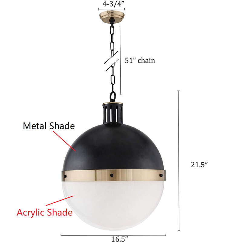 Luminaire suspendu sphère 1 lumière DEL Glaser
