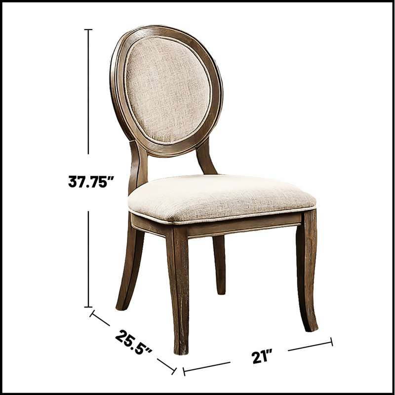Ensemble de 2 chaises de salle à manger rembourrées en tissu beige avec finition chêne rustique pour plus de confort et de style