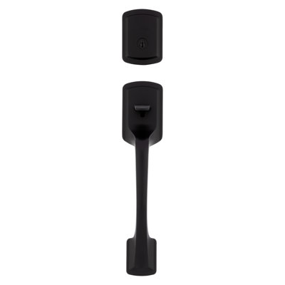 Prague Single Cylinder Exterior Only Handleset featuring SmartKey Security in Polished Chrome