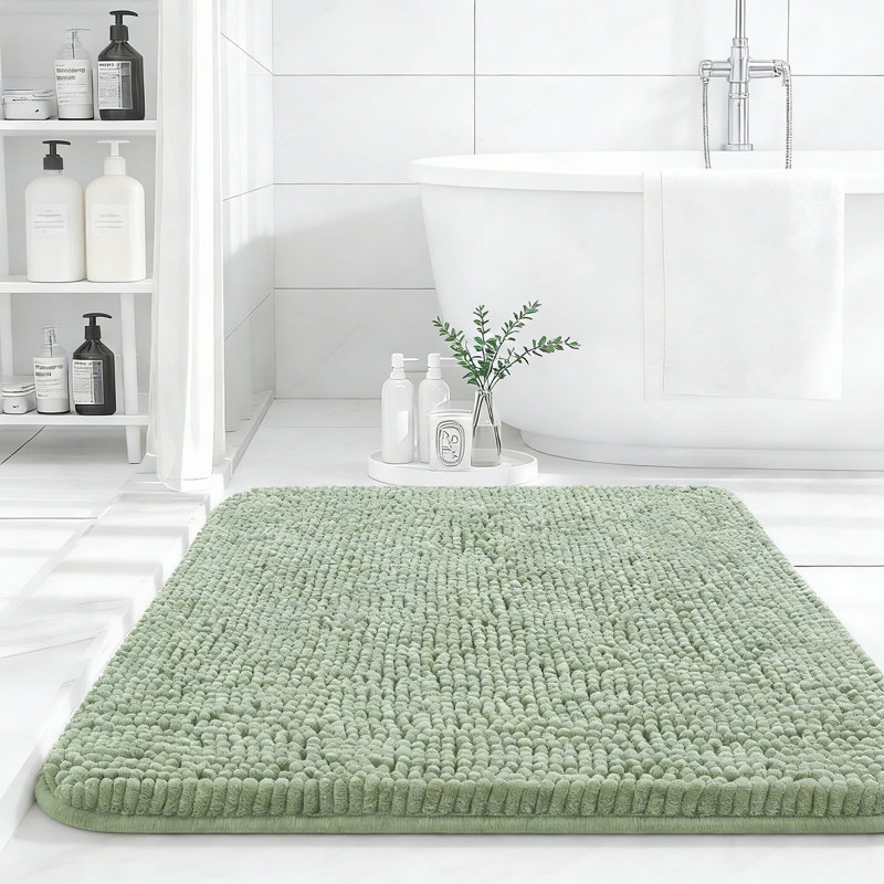Tapis de bain doux en chenille absorbante 36 po x 24 po, Vert sauge