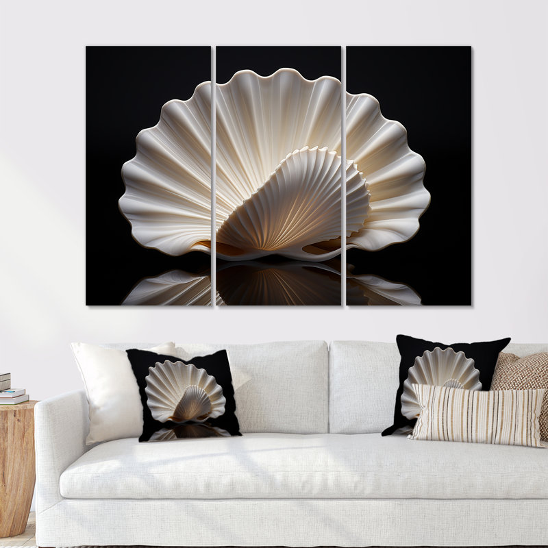 Monochromes palourdes, océan anthracite, H 28 po x l 36 po x P 1 po
