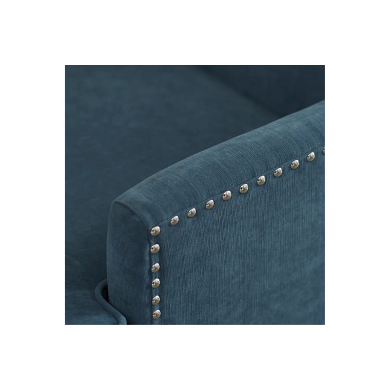 Fauteuil club à têtes de clou Colton, Polyester sarcelle