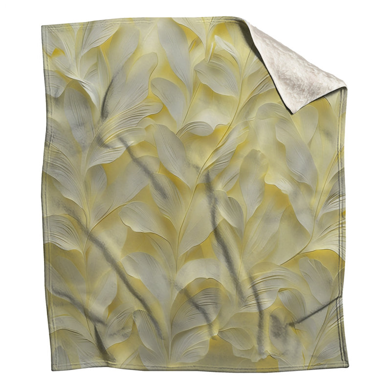 Yellow Leaf Texture Blankets, 50in W x 60in H