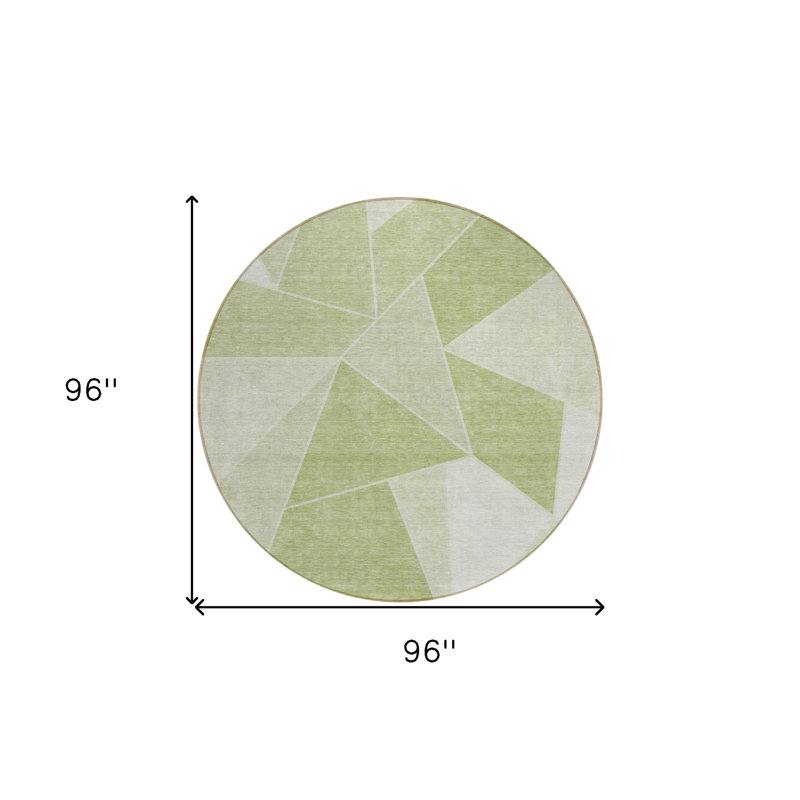 Tapis intérieur / extérieur rond géométrique vert menthe et sauge HomeRoots 8 pi