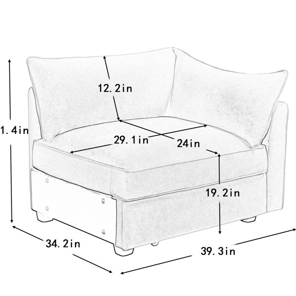 Ebern Designs 1 - Seat Chenille Grey , Velvet, Integrated Armrest, Pull ...