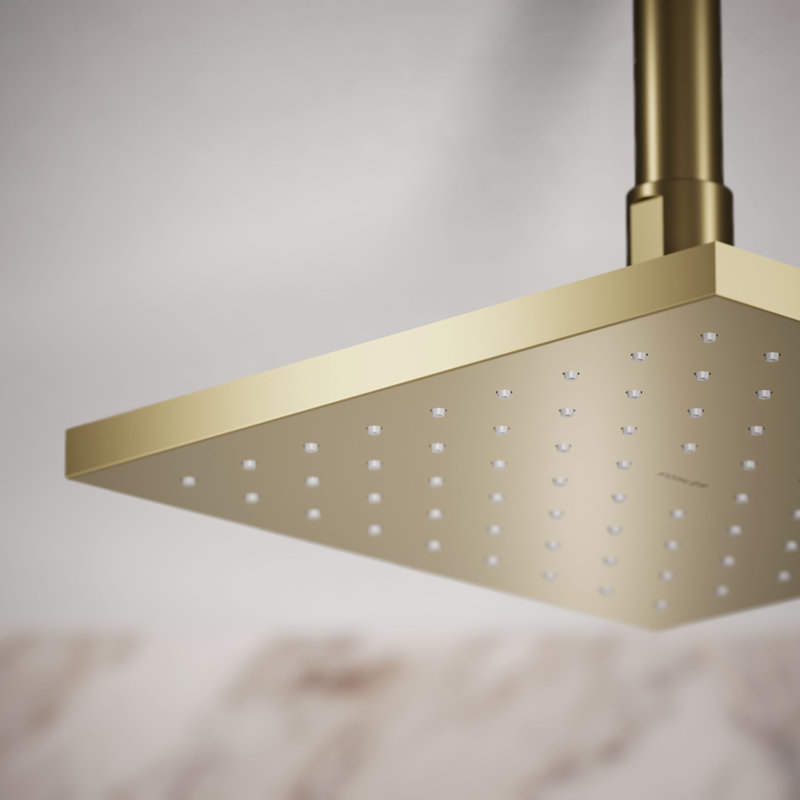 Contemporary Rain Shower Head, Vibrant French Gold, 1.75 GPM, Square