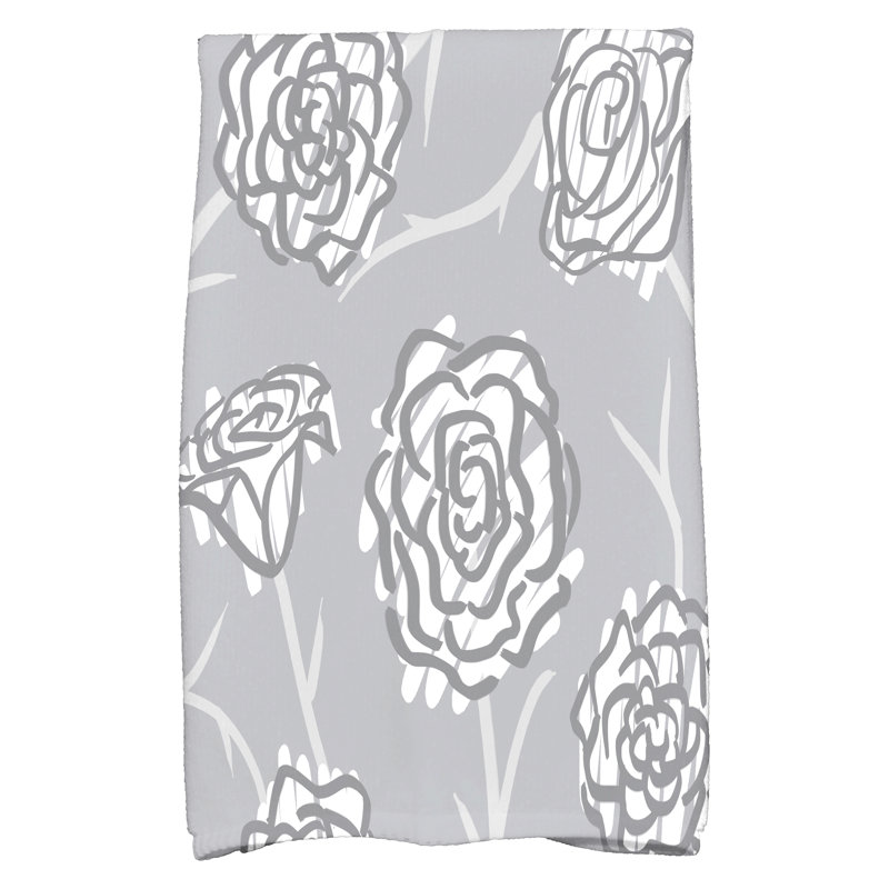 Slezak Floral Tea Towel Kitchen Towel, Gray