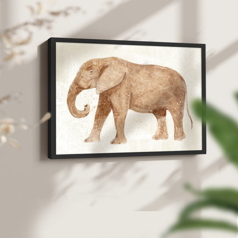Éléphant sagesse I - reproduction encadrée, H 8 po x l 10 po, Noir, noir, noir, noir