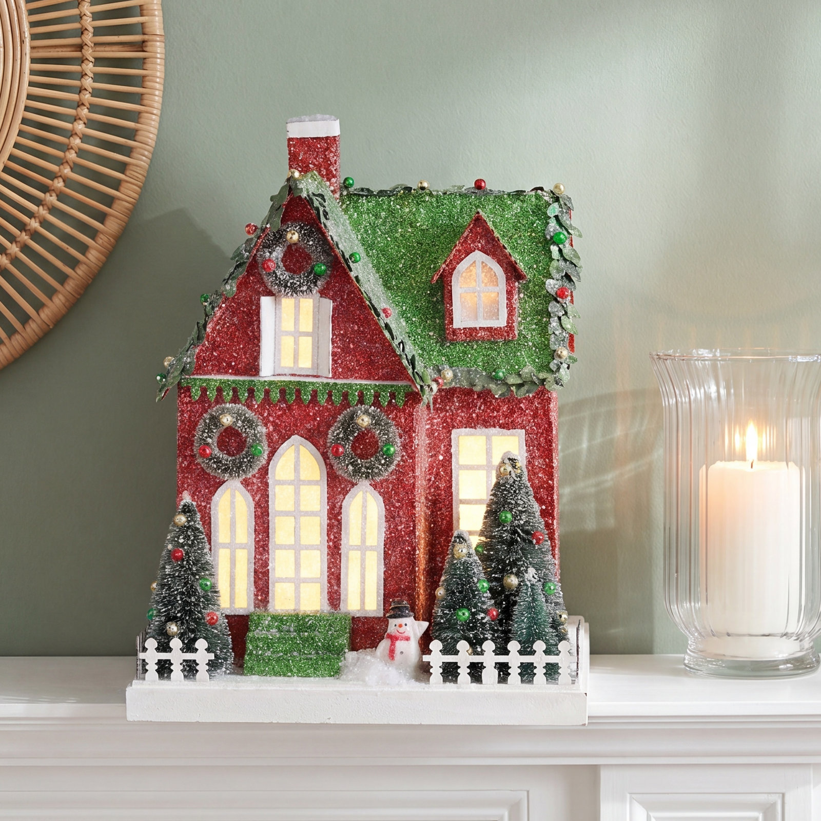 10.5" LED Cardboard Village House
