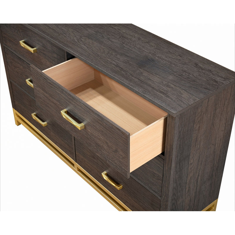 Commode de rangement à 6 tiroirs avec poignée en métal, commode décorative