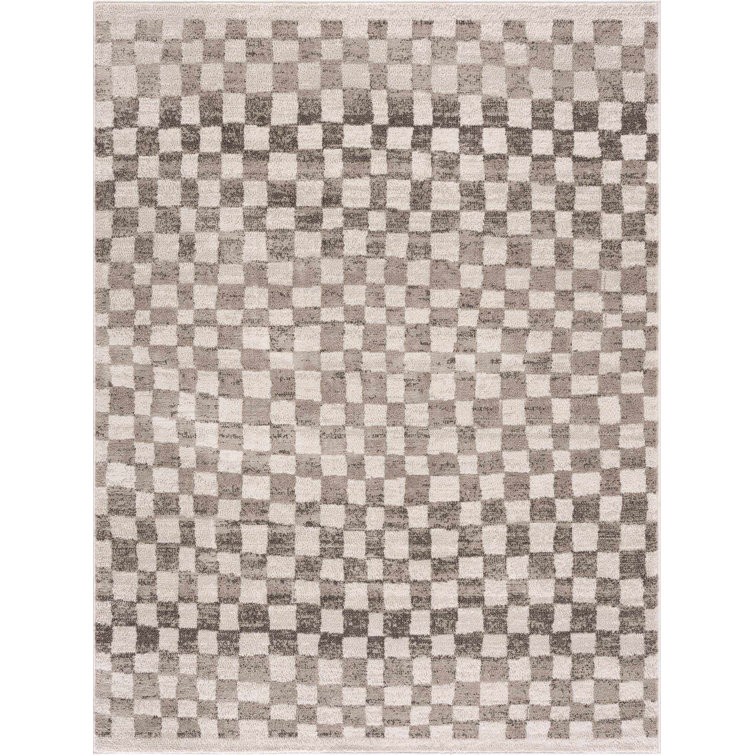 Jasha Checkered Beige/Brown Area Rug