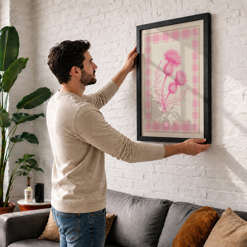 Three Thistles Botanical - Framed Print, A4 - 29.7 x 21.0 cm, Black