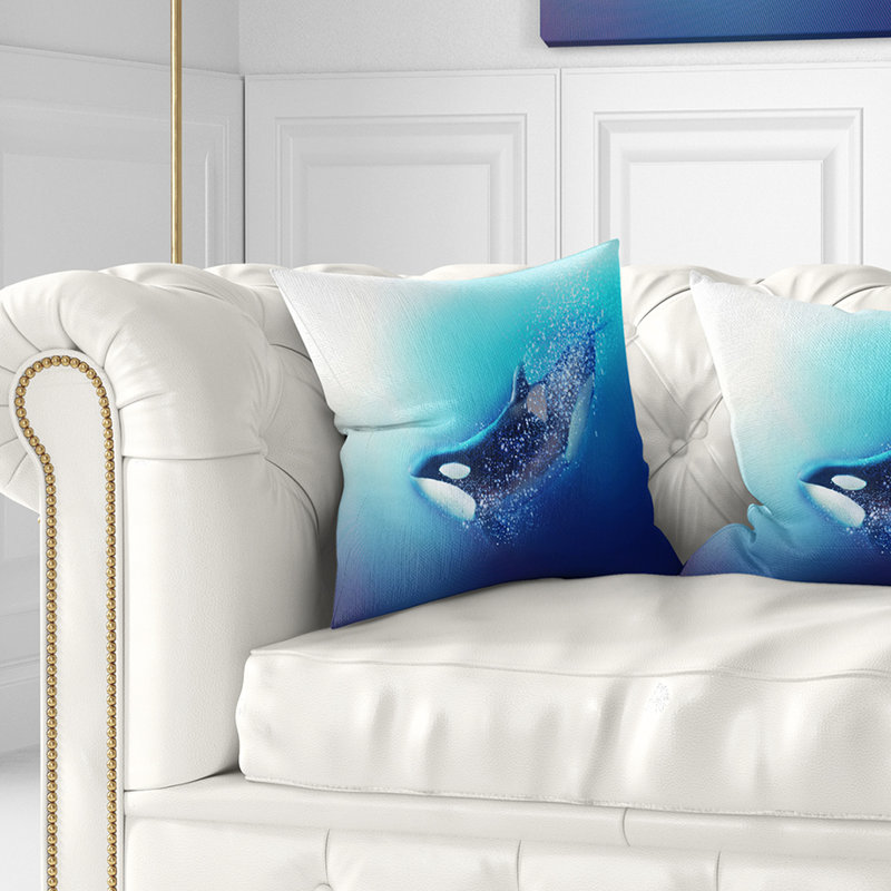 Coussin de baleine et de mer killer animal, 16 po x 1 po, Coussin décoratif
