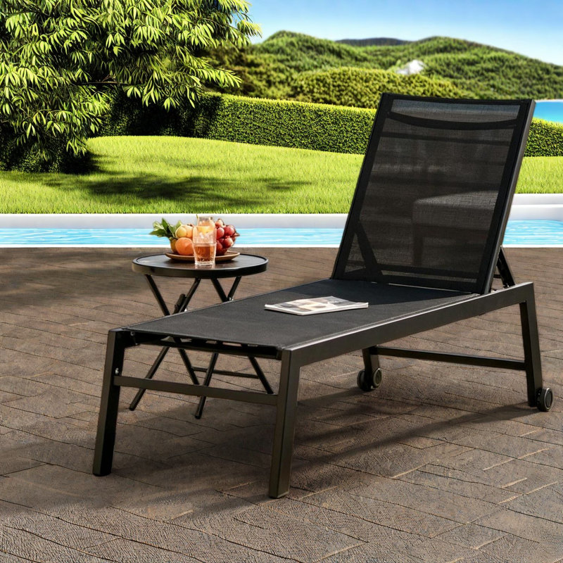 Méridiennes de patio réglables, chaise de piscine industrielle mobile en acier