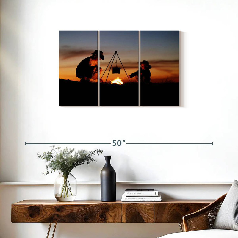 Father And Son Camping, 20" H x 33" W