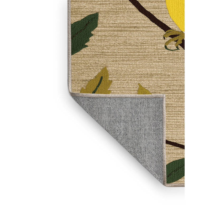Washable American Goldfinch Birds Area Rug, Rectangle 5' x 7'