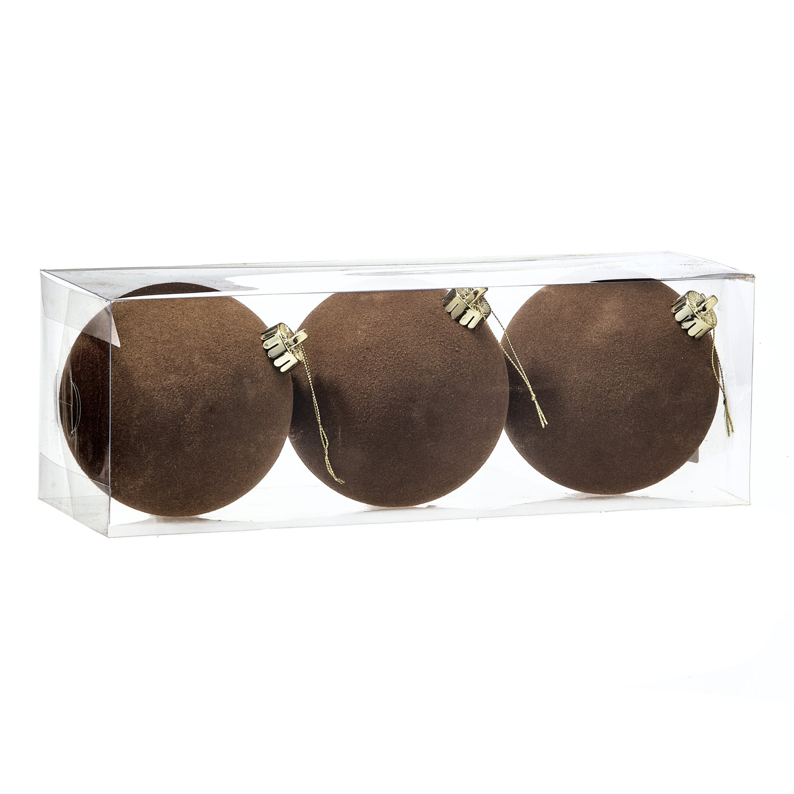 120Mm Shatterproof Flocked Ball Ornament, Brown
