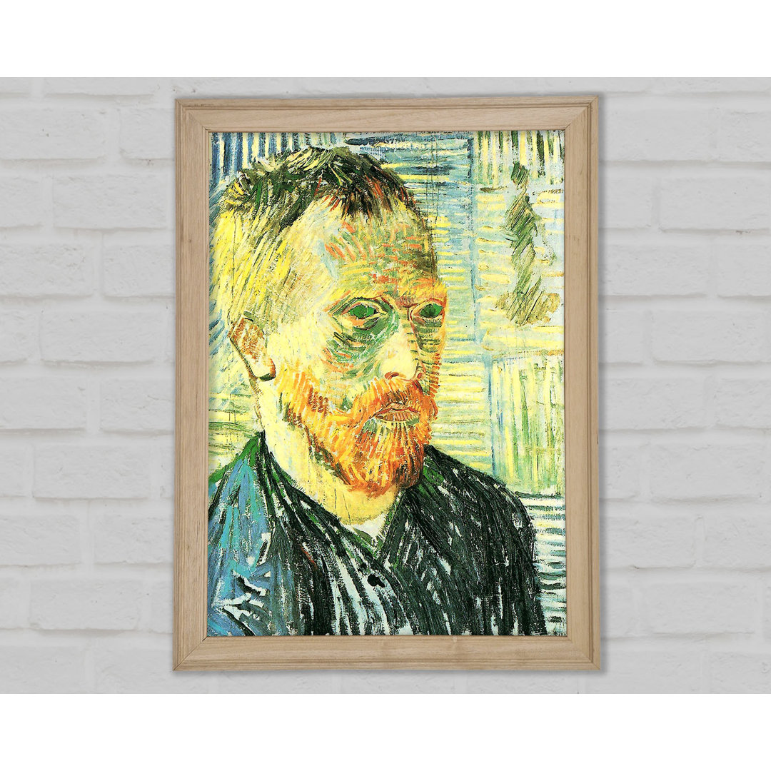 Van Gogh Selbstporträt mit Hintergrund aus japanischem Holzschnitt - Druck