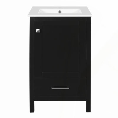 Meuble-lavabo autoportant avec 4 portes à fermeture douce, fabrication en contreplaqué durable