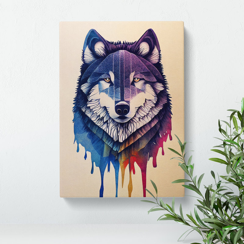 Painted Wolf No.1 - Wall Art, Wrapped Canvas, 50cm H x 35cm W, No Matte