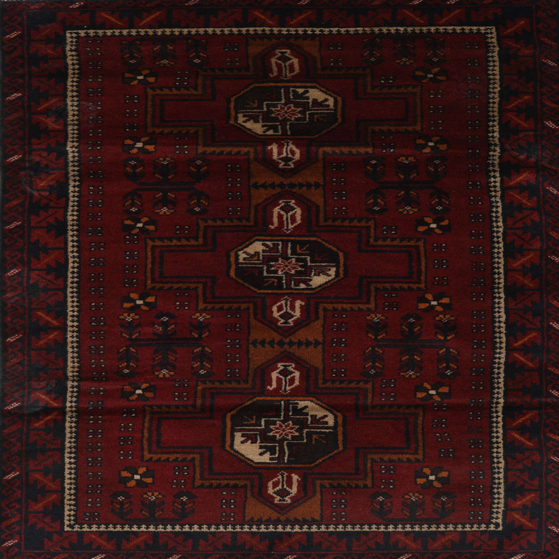 Tapis rouge à motif sud-ouest, Rond 5 pi