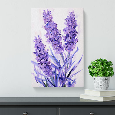 Lavender Flower Gestural Art No.2 - Wrapped Canvas
