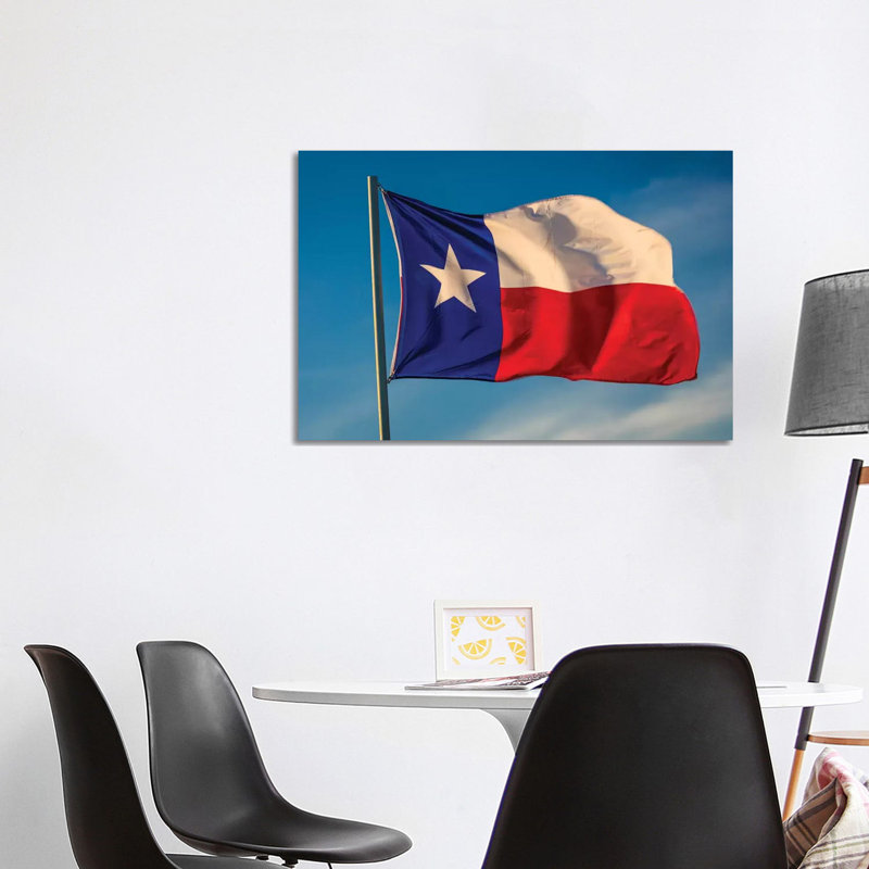 Texas "Lone Star" Flag Stands Out Against A Cloudless Blue Sky, Houston, Texas by Panoramic Images - Wrapped Canvas Gallery-Wrapped Canvas Giclée